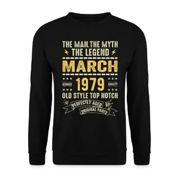März 1979 Jubiläum 1979 - Legenden März 1979 - Unisex Pullover - Schwarz - Vorne - Alina (178cm) & Michal (187cm)
