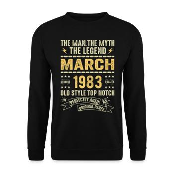 März 1983 Jubiläum 1983 - Legenden März 1983 - Unisex Pullover - Schwarz - Vorne - Alina (178cm) & Michal (187cm)