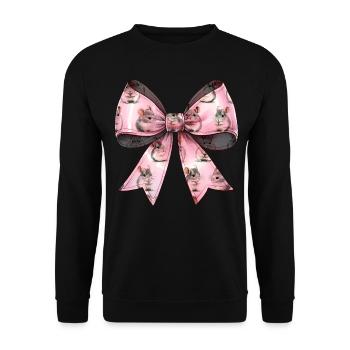 Coquette noeud chinchilla motif fête des mères rose - Sweat-shirt Unisexe - noir - Devant - Alina (178cm) & Michal (187cm)