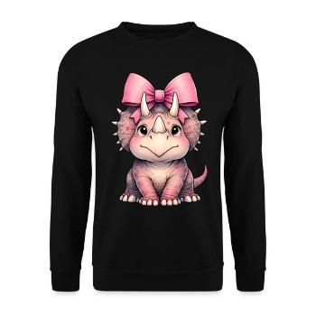 Coquette Bow Triceratops Dinosaur Pink - Unisex Sweatshirt - black - Front - Alina (178cm) & Michal (187cm)