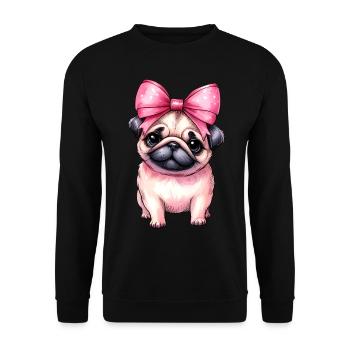 Coquette Bow Pug Dog Mom Pink Bow Mom - Unisex Sweatshirt - black - Front - Alina (178cm) & Michal (187cm)