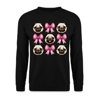 Coquette Bow Pug Dog Mom Pink Bow Mom - Unisex Sweatshirt - black - Front - Alina (178cm) & Michal (187cm)