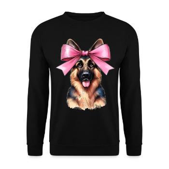 Coquette noeud berger allemand maman ruban rose - Sweat-shirt Unisexe - noir - Devant - Alina (178cm) & Michal (187cm)