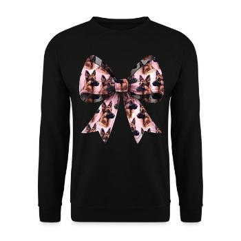 Coquette Bow Deutscher Schäferhund Mom Pattern - Unisex Pullover - Schwarz - Vorne - Alina (178cm) & Michal (187cm)