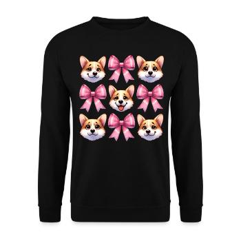 Coquette Bow Corgi Dog Mom Pink Bow Mom - Unisex Sweatshirt - black - Front - Alina (178cm) & Michal (187cm)
