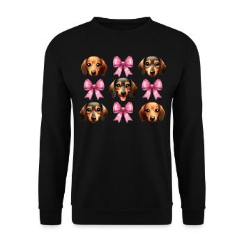 Coquette Bow Dachshund Dog Mom Pink Bow Mom - Unisex Sweatshirt - black - Front - Alina (178cm) & Michal (187cm)