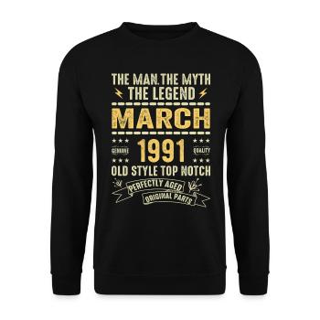 März 1991 Jubiläum 1991 - Legenden März 1991 - Unisex Pullover - Schwarz - Vorne - Alina (178cm) & Michal (187cm)