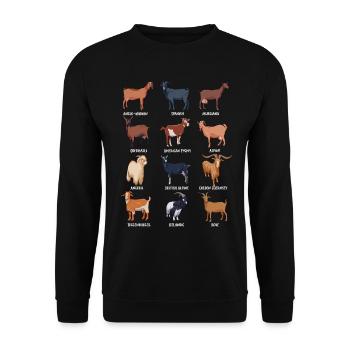 Verschiedene Kawaii Ziegen - Unisex Pullover - Schwarz - Vorne - Alina (178cm) & Michal (187cm)