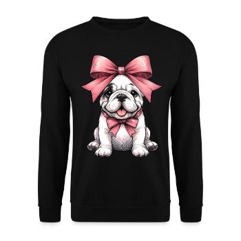Coquette Bow Bulldog Chien Maman Rose - Sweat-shirt Unisexe - noir - Devant - Alina (178cm) & Michal (187cm)