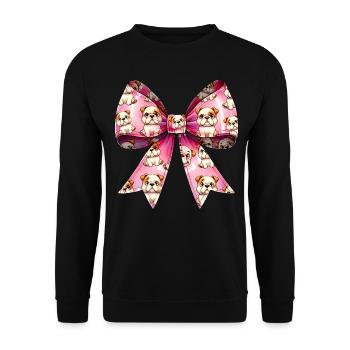 Coquette Bow Bulldog Dog Mom Pattern Pink - Unisex Sweatshirt - black - Front - Alina (178cm) & Michal (187cm)