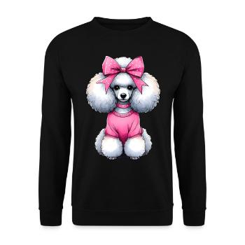 Coquette Bow Poodle Dog Mom Pink Bow - Unisex Sweatshirt - black - Front - Alina (178cm) & Michal (187cm)