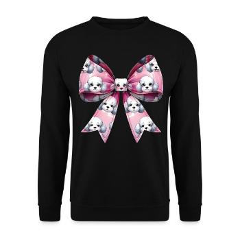 Coquette Bow Poodle Dog Mom Pattern Pink - Unisex Sweatshirt - black - Front - Alina (178cm) & Michal (187cm)