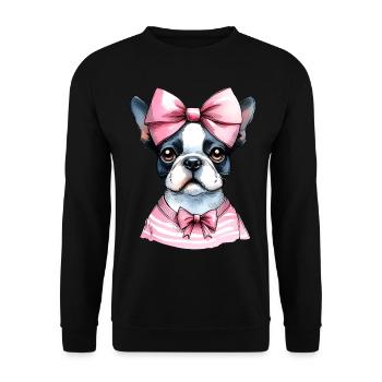Coquette Bow Boston Terrier Dog Mom Pink - Unisex Sweatshirt - black - Front - Alina (178cm) & Michal (187cm)