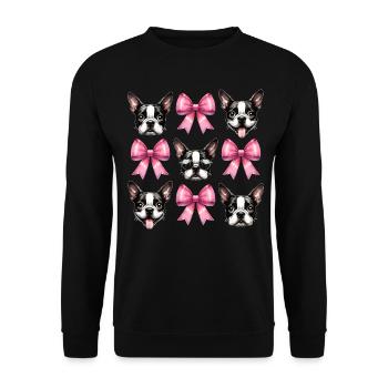 Coquette Bow Boston Terrier Chien Maman Rose - Sweat-shirt Unisexe - noir - Devant - Alina (178cm) & Michal (187cm)