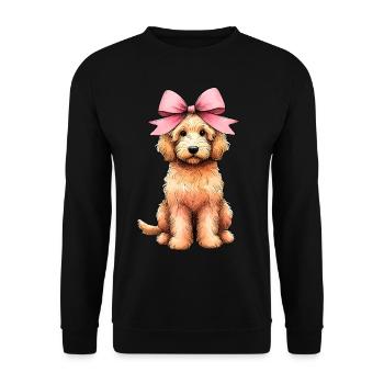 Coquette Bow Golden Doodle Chien Goldendoodle - Sweat-shirt Unisexe - noir - Devant - Alina (178cm) & Michal (187cm)
