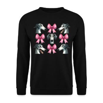 Coquette Bow Greyhound Dog Mom Pink Ribbon - Unisex Sweatshirt - black - Front - Alina (178cm) & Michal (187cm)