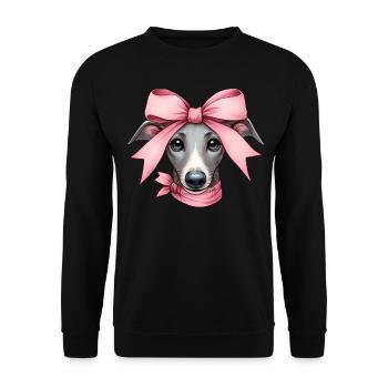 Coquette noeud lévrier chien maman ruban rose - Sweat-shirt Unisexe - noir - Devant - Alina (178cm) & Michal (187cm)