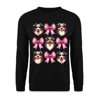 Coquette Bow Australian Shepherd Dog Mom Pink - Unisex Pullover - Schwarz - Vorne - Alina (178cm) & Michal (187cm)