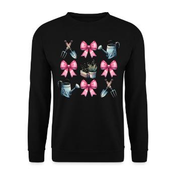 Coquette Bow Gardening Gardener Tools - Unisex Sweatshirt - black - Front - Alina (178cm) & Michal (187cm)