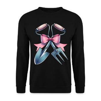 Coquette Bow Jardinage Pelle Jardinier Rose - Sweat-shirt Unisexe - noir - Devant - Alina (178cm) & Michal (187cm)