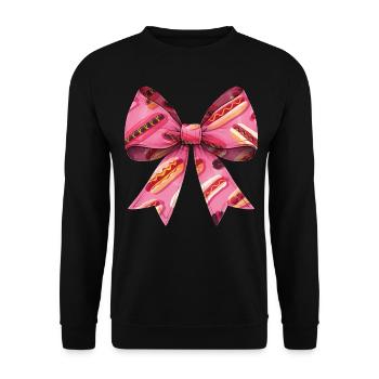 Coquette Bow Hot Dog Hotdog Muttertag Muster - Unisex Pullover - Schwarz - Vorne - Alina (178cm) & Michal (187cm)