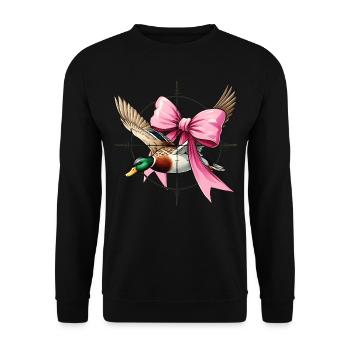 Coquette Arc Canard Chasse Chasseur Ruban Rose Maman - Sweat-shirt Unisexe - noir - Devant - Alina (178cm) & Michal (187cm)