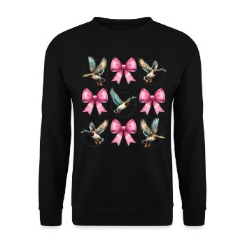 Coquette Arc Canard Chasse Chasseur Ruban Rose Maman - Sweat-shirt Unisexe - noir - Devant - Alina (178cm) & Michal (187cm)