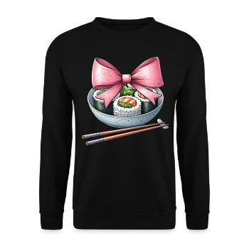 Coquette noeud sushi cuisine japonaise ruban rose - Sweat-shirt Unisexe - noir - Devant - Alina (178cm) & Michal (187cm)