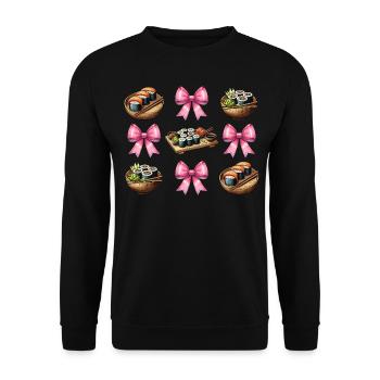 Coquette noeud sushi cuisine japonaise ruban rose - Sweat-shirt Unisexe - noir - Devant - Alina (178cm) & Michal (187cm)
