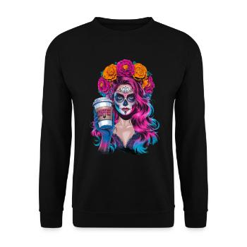 Dia de los Muertos Café avec Belle Femme de - Sweat-shirt Unisexe - noir - Devant - Alina (178cm) & Michal (187cm)