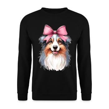 Coquette Bow Australian Shepherd Dog Mom Pink - Unisex Pullover - Schwarz - Vorne - Alina (178cm) & Michal (187cm)