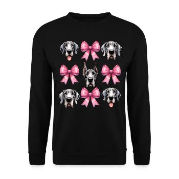 Coquette noeud Dogue Allemand Chien Maman Rose - Sweat-shirt Unisexe - noir - Devant - Alina (178cm) & Michal (187cm)