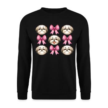 Coquette Bow Shih Tzu Dog Mom Pink Bow - Unisex Sweatshirt - black - Front - Alina (178cm) & Michal (187cm)