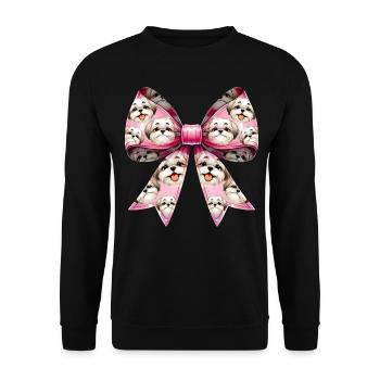 Coquette Bow Shih Tzu Dog Mom Pattern Pink - Unisex Sweatshirt - black - Front - Alina (178cm) & Michal (187cm)