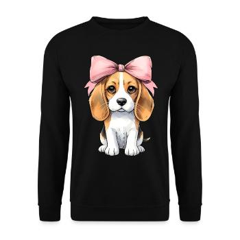 Coquette noeud Beagle Chien Maman Ruban Rose - Sweat-shirt Unisexe - noir - Devant - Alina (178cm) & Michal (187cm)