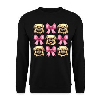 Coquette noeud pékinois chien maman ruban rose - Sweat-shirt Unisexe - noir - Devant - Alina (178cm) & Michal (187cm)