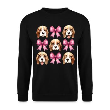 Coquette Schleife Beagle Hund Mama Rosa Band - Unisex Pullover - Schwarz - Vorne - Alina (178cm) & Michal (187cm)
