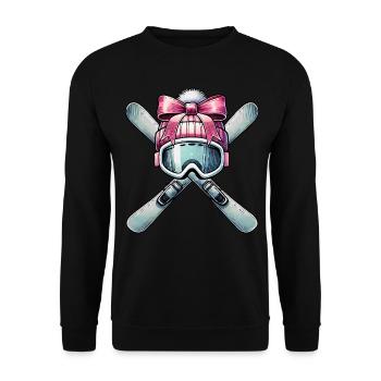 Coquette Bogen Skifahren Ski Mom Mütter Tag rosa - Unisex Pullover - Schwarz - Vorne - Alina (178cm) & Michal (187cm)