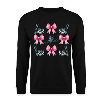 Coquette Bogen Skifahren Ski Mom Mütter Tag rosa - Unisex Pullover - Schwarz - Vorne - Alina (178cm) & Michal (187cm)