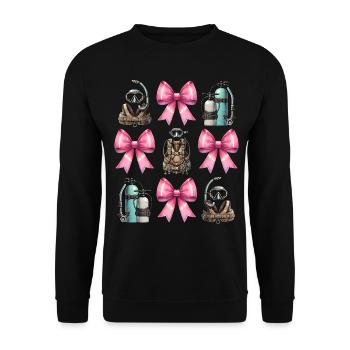 Coquette Bogen Tauchen Mama Taucher Schnorchel - Unisex Pullover - Schwarz - Vorne - Alina (178cm) & Michal (187cm)
