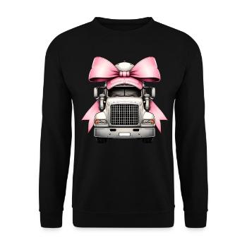 Coquette Bow Trucker Truck Driver Mom Ribbon - Unisex Sweatshirt - black - Front - Alina (178cm) & Michal (187cm)