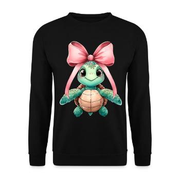 Coquette Bogen Schildkröte Meeresschildkröte - Unisex Pullover - Schwarz - Vorne - Alina (178cm) & Michal (187cm)
