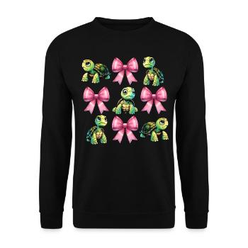 Coquette Bogen Schildkröte Meeresschildkröte - Unisex Pullover - Schwarz - Vorne - Alina (178cm) & Michal (187cm)