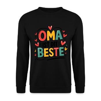 Oma Ist Die Beste Mit Herzmuster Für Großmütter - Unisex Pullover - Schwarz - Vorne - Alina (178cm) & Michal (187cm)