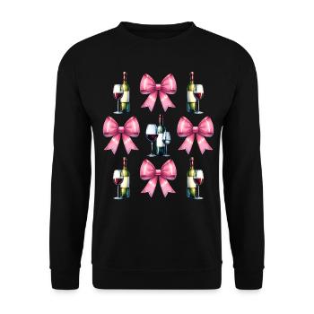 Coquette Bow Wine Drinker Pink - Unisex Sweatshirt - black - Front - Alina (178cm) & Michal (187cm)