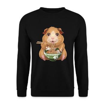 Meerschweinchen Ramen Fan - Niedliches - Unisex Pullover - Schwarz - Vorne - Alina (178cm) & Michal (187cm)