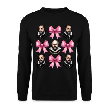 Kokette Schleife Shakespeare Literatur Rosa - Unisex Pullover - Schwarz - Vorne - Alina (178cm) & Michal (187cm)