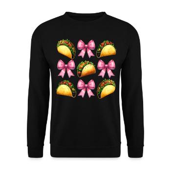 Coquette Bow Tacos Mexikanisches Essen Pink Ribbon - Unisex Pullover - Schwarz - Vorne - Alina (178cm) & Michal (187cm)