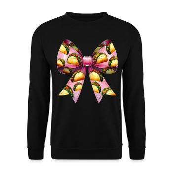 Coquette Schleife Tacos Mexikanisches Essen Muster - Unisex Pullover - Schwarz - Vorne - Alina (178cm) & Michal (187cm)