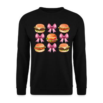 Coquette Bow Burger Hamburger Ruban Rose Maman - Sweat-shirt Unisexe - noir - Devant - Alina (178cm) & Michal (187cm)